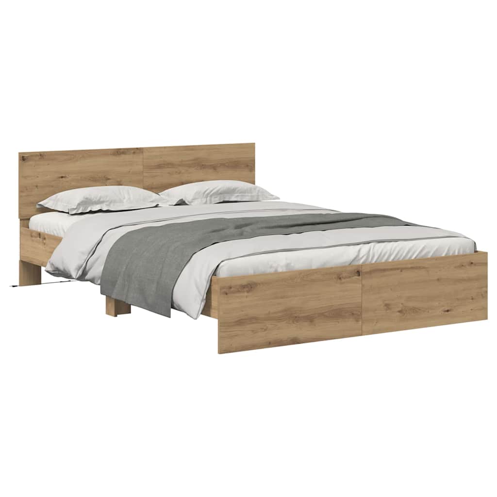vidaXL Σκελετός Κρεβατιού Artisan Oak 140 x 190 cm Επεξεργασμένο ξύλο