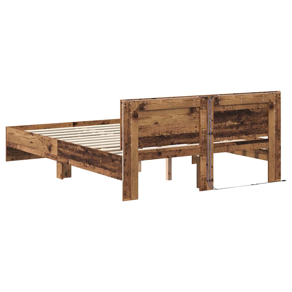 vidaXL Σκελετός Κρεβατιού Παλιό Ξύλο 135 x 190 cm Επεξεργασμένο ξύλο