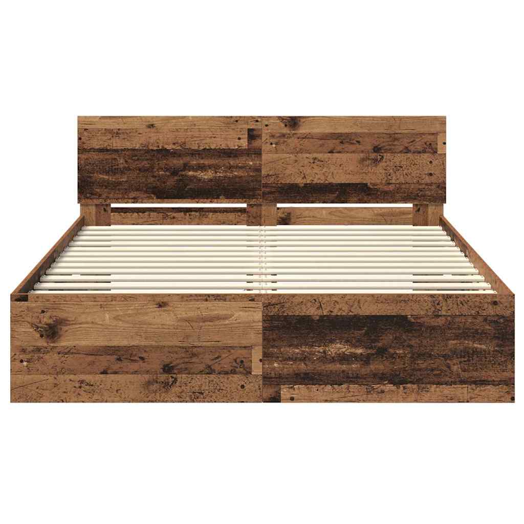 vidaXL Σκελετός Κρεβατιού Παλιό Ξύλο 135 x 190 cm Επεξεργασμένο ξύλο