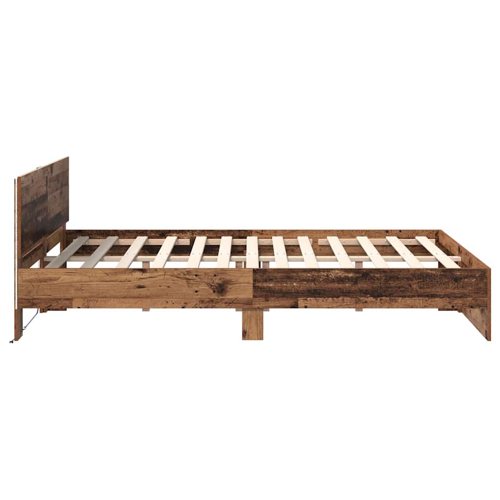 vidaXL Σκελετός Κρεβατιού Παλιό Ξύλο 135 x 190 cm Επεξεργασμένο ξύλο