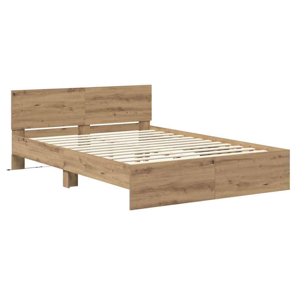 vidaXL Σκελετός Κρεβατιού Artisan Oak 135 x 190 cm Επεξεργασμένο ξύλο
