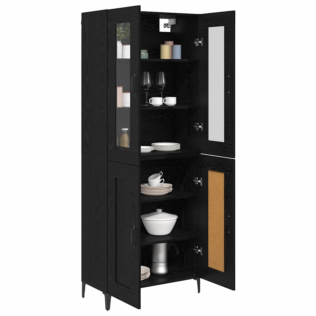 vidaXL Highboard Μαύρη Οξυά 69,5 x 34 x 180 εκ. Επεξεργασμένο ξύλο