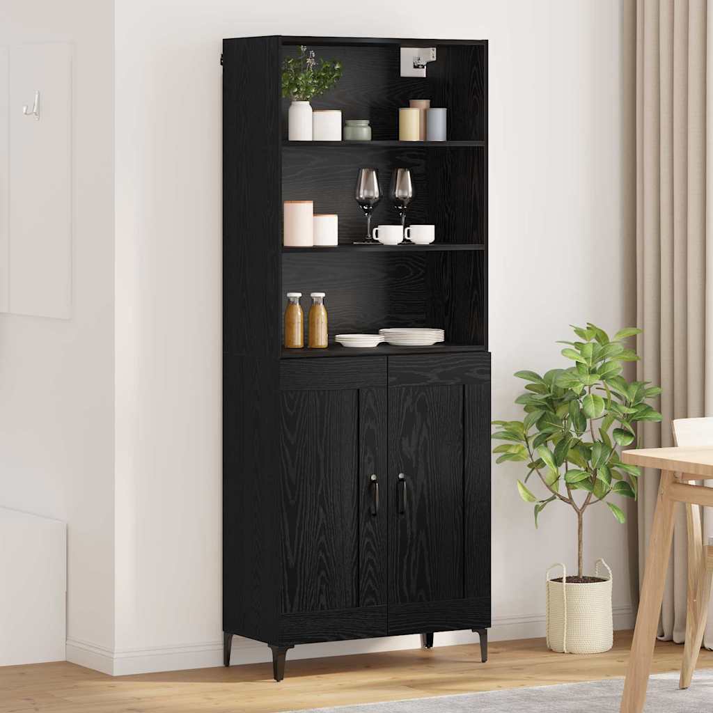 vidaXL Πλαϊνό γραφείο Επιτοίχιο 2 pcs Μαύρη δρυς Επεξεργασμένο ξύλο