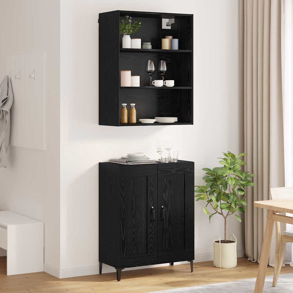 vidaXL Πλαϊνό γραφείο Επιτοίχιο 2 pcs Μαύρη δρυς Επεξεργασμένο ξύλο