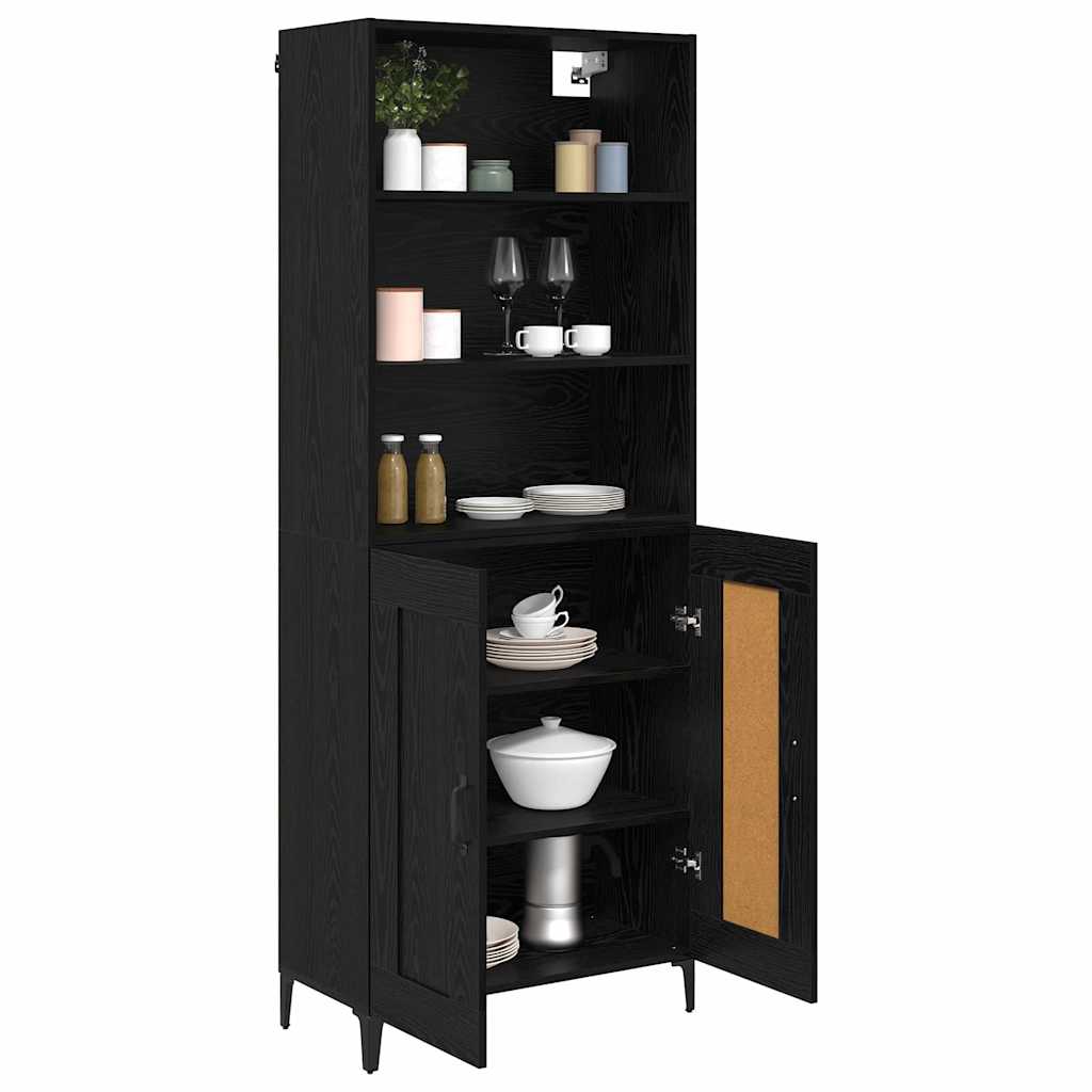 vidaXL Πλαϊνό γραφείο Επιτοίχιο 2 pcs Μαύρη δρυς Επεξεργασμένο ξύλο