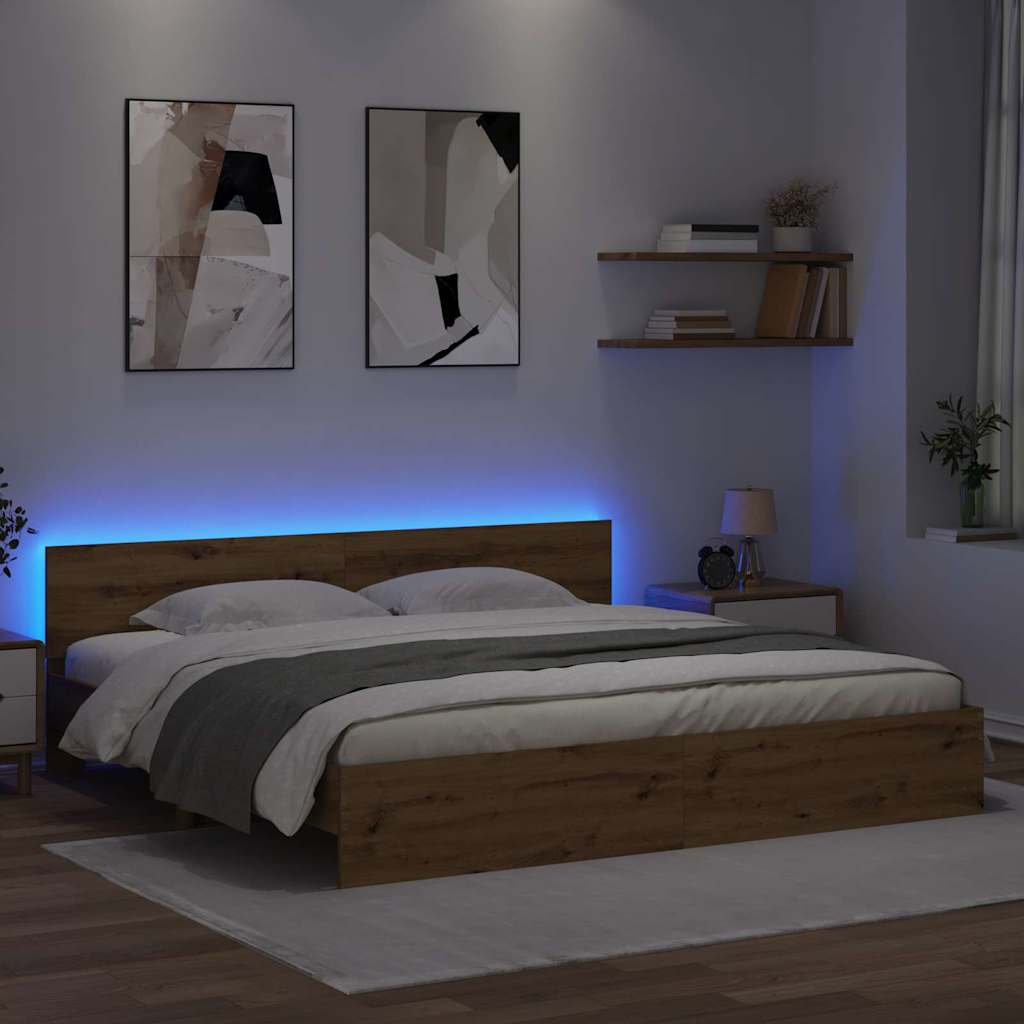 vidaXL Σκελετός Κρεβατιού Artisan Oak 180 x 200 cm Επεξεργασμένο ξύλο