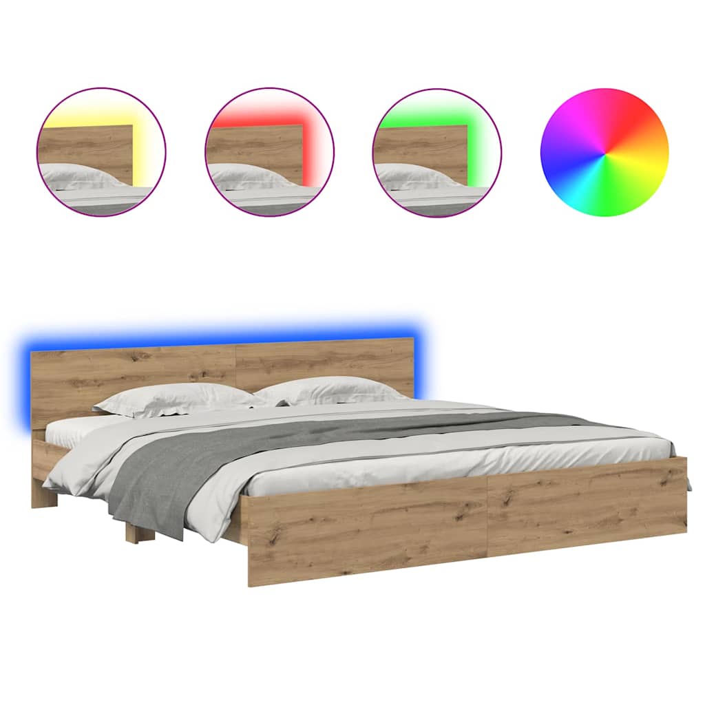 vidaXL Σκελετός Κρεβατιού Artisan Oak 180 x 200 cm Επεξεργασμένο ξύλο