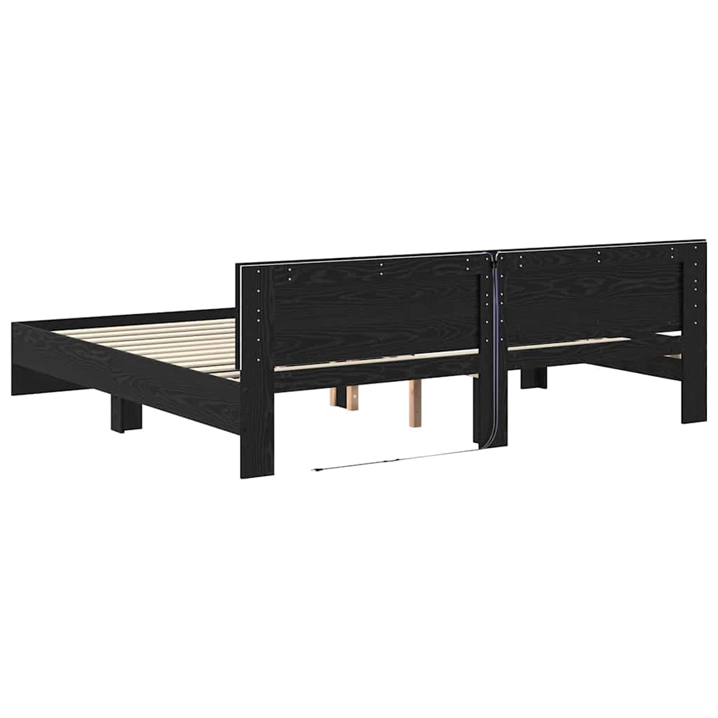 vidaXL Σκελετός Κρεβατιού Μαύρη Οξυά 180 x 200 cm Επεξεργασμένο ξύλο