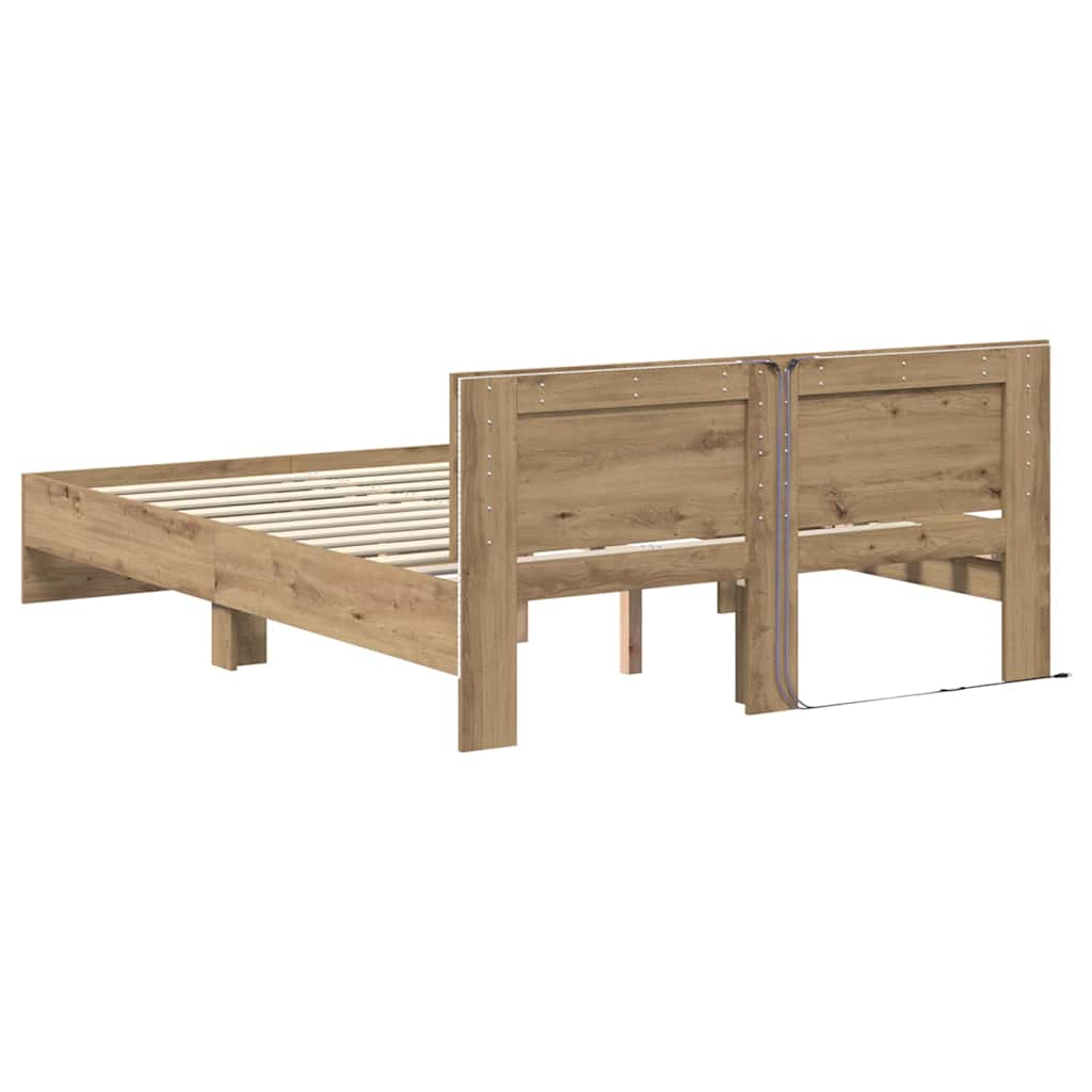 vidaXL Σκελετός Κρεβατιού Artisan Oak 140 x 200 cm Επεξεργασμένο ξύλο