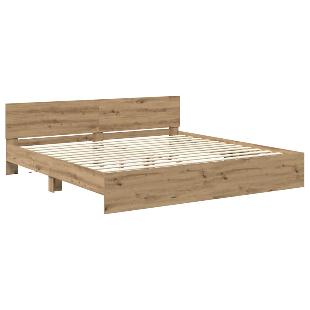 vidaXL Σκελετός Κρεβατιού Artisan Oak 200 x 200 cm Επεξεργασμένο ξύλο