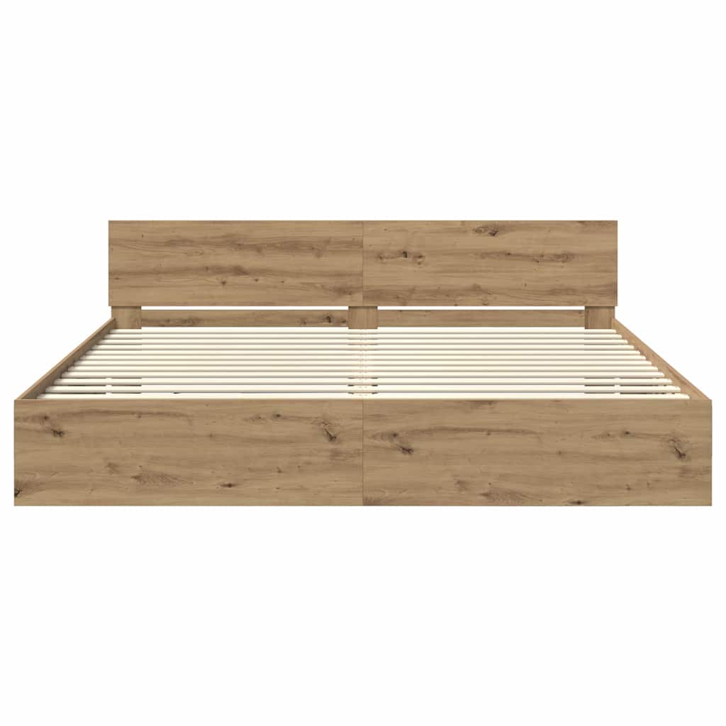 vidaXL Σκελετός Κρεβατιού Artisan Oak 200 x 200 cm Επεξεργασμένο ξύλο