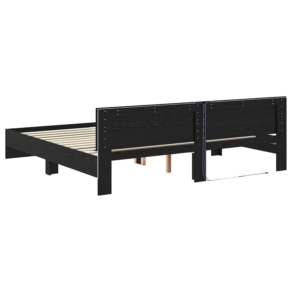 vidaXL Σκελετός Κρεβατιού Μαύρη Οξυά 200 x 200 cm Επεξεργασμένο ξύλο