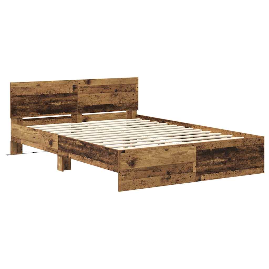 vidaXL Σκελετός Κρεβατιού Παλιό Ξύλο 150 x 200 cm Επεξεργασμένο ξύλο