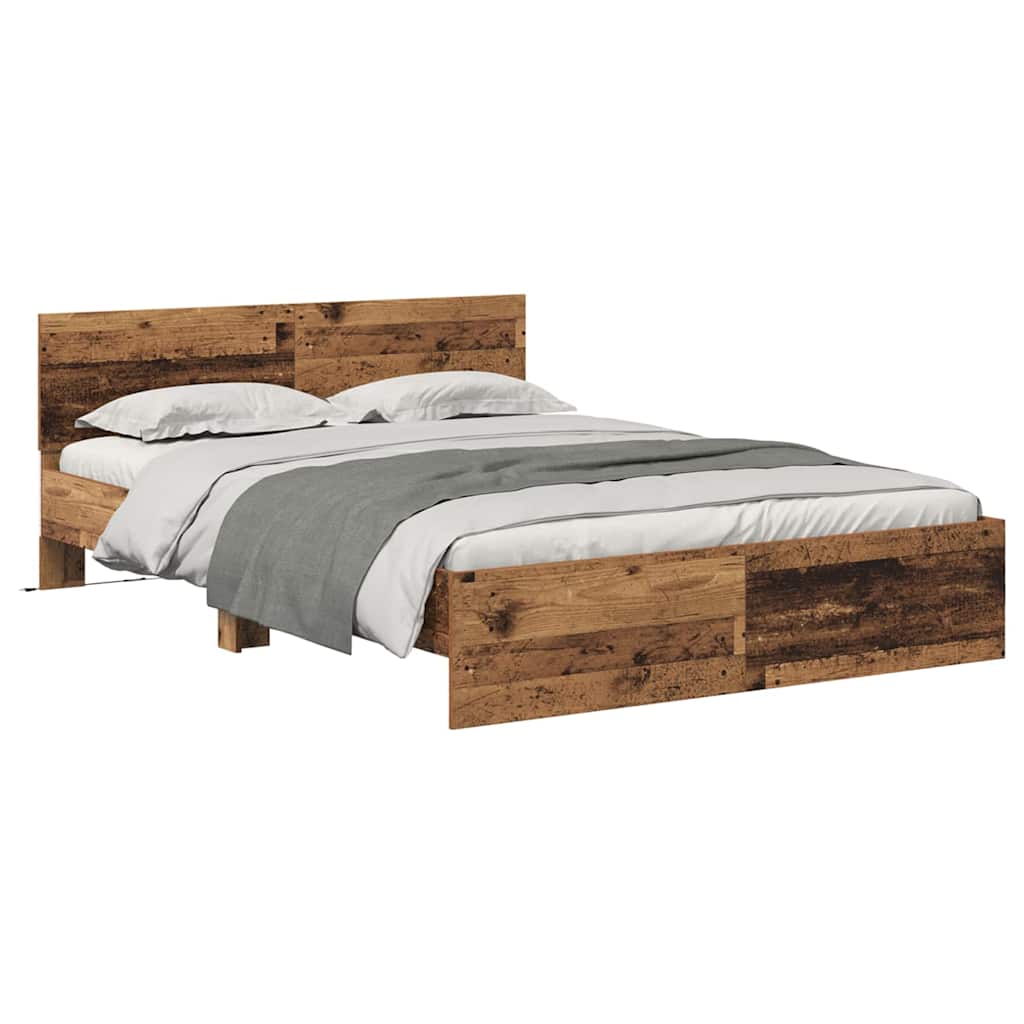 vidaXL Σκελετός Κρεβατιού Παλιό Ξύλο 150 x 200 cm Επεξεργασμένο ξύλο