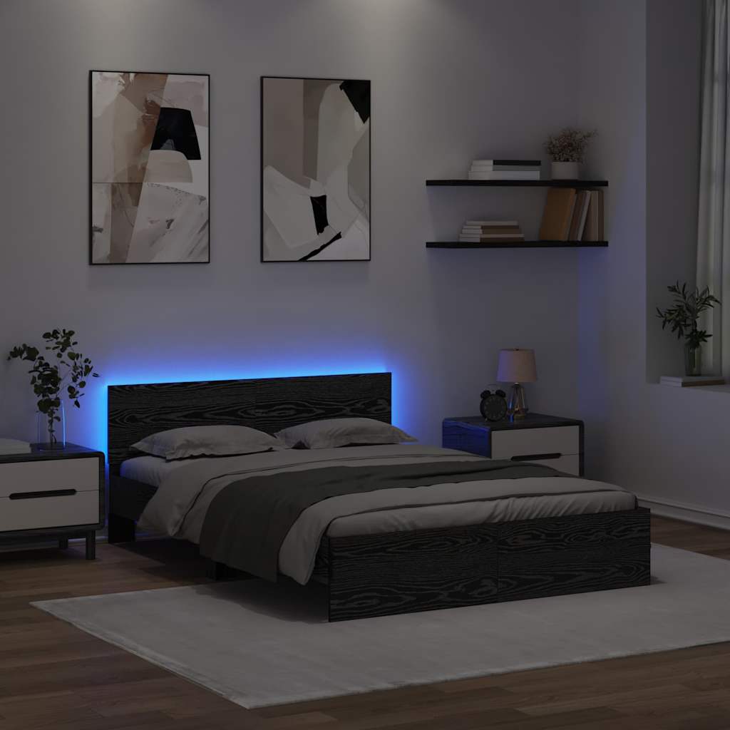 vidaXL Σκελετός Κρεβατιού Μαύρη Οξυά 150 x 200 cm Επεξεργασμένο ξύλο