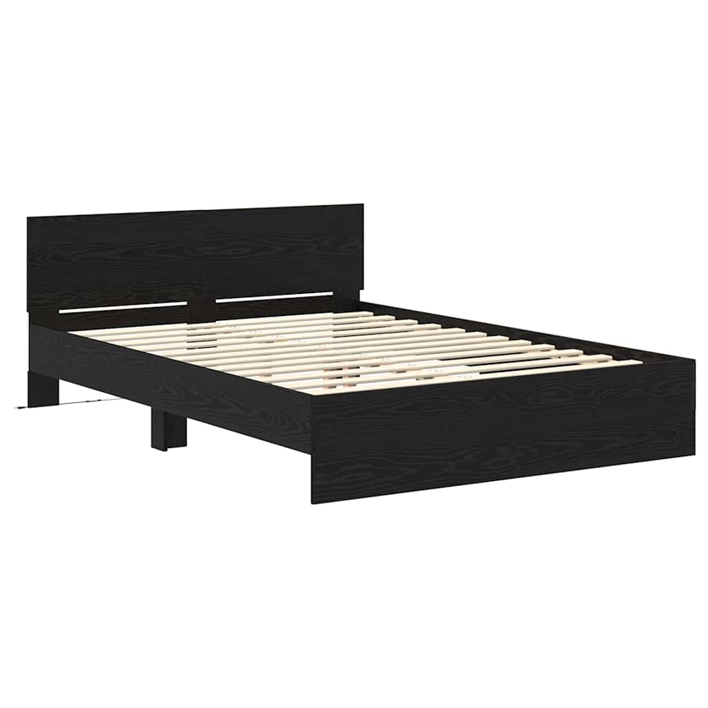 vidaXL Σκελετός Κρεβατιού Μαύρη Οξυά 150 x 200 cm Επεξεργασμένο ξύλο