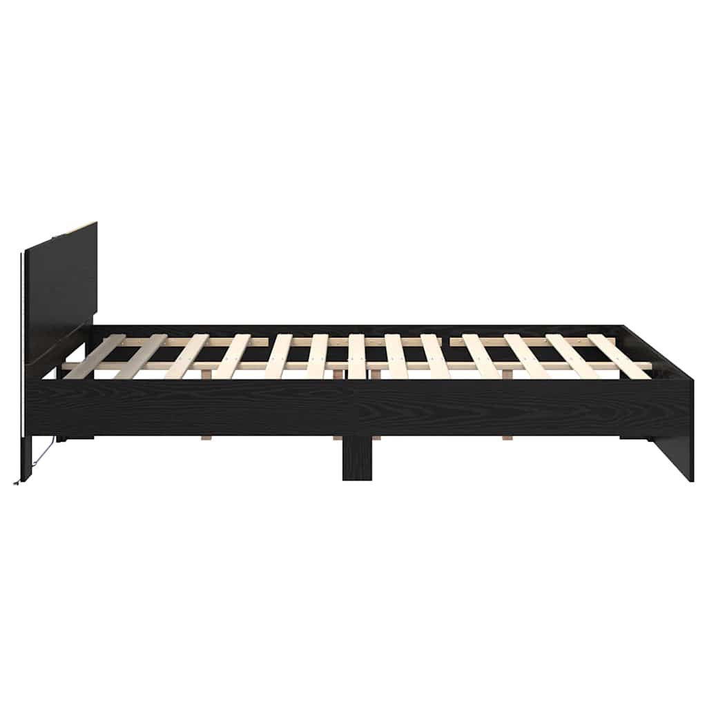 vidaXL Σκελετός Κρεβατιού Μαύρη Οξυά 150 x 200 cm Επεξεργασμένο ξύλο
