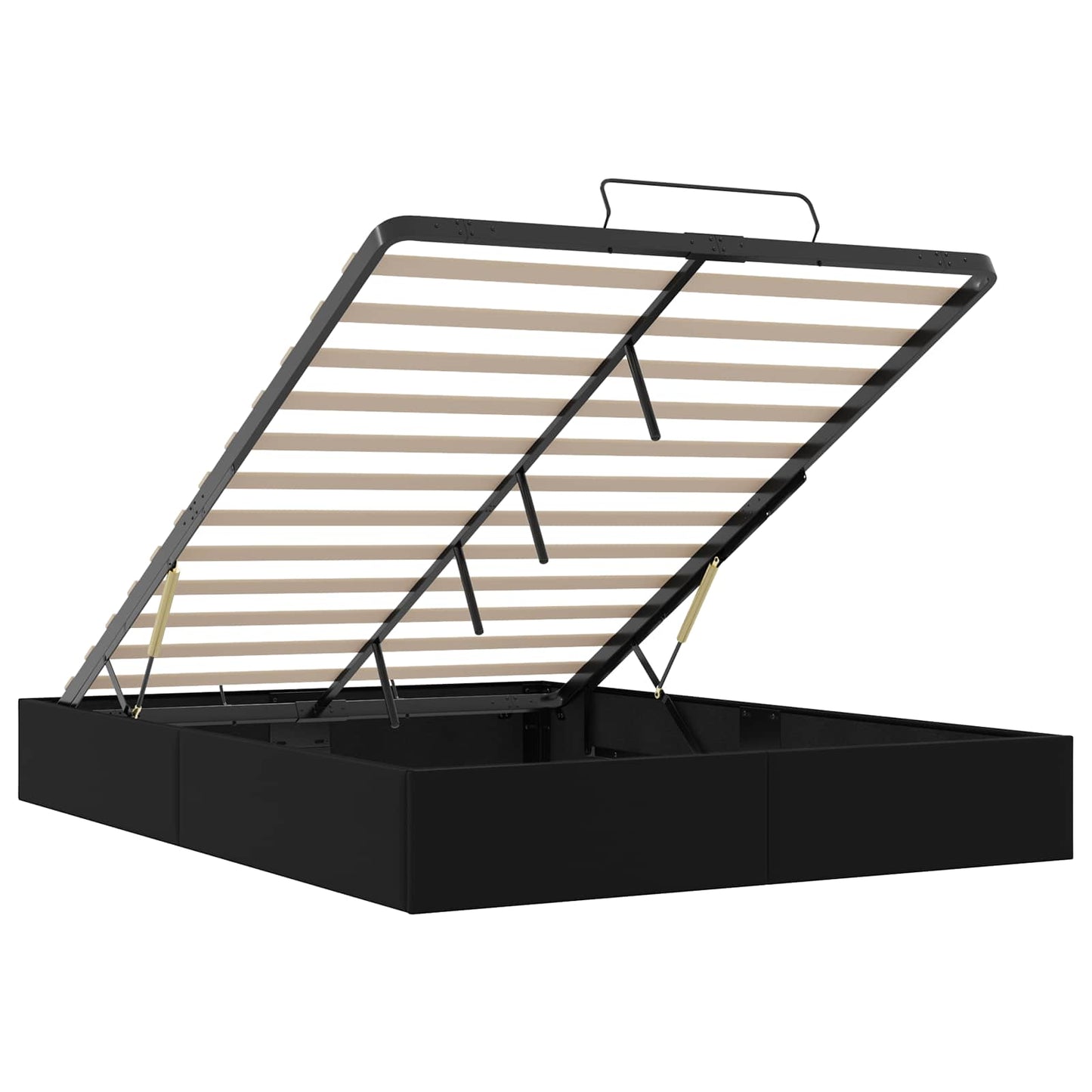 vidaXL Κρεβάτι Οθωμανικού Τύπου Μαύρο 153 x 203 cm Τεχνητό Δέρμα