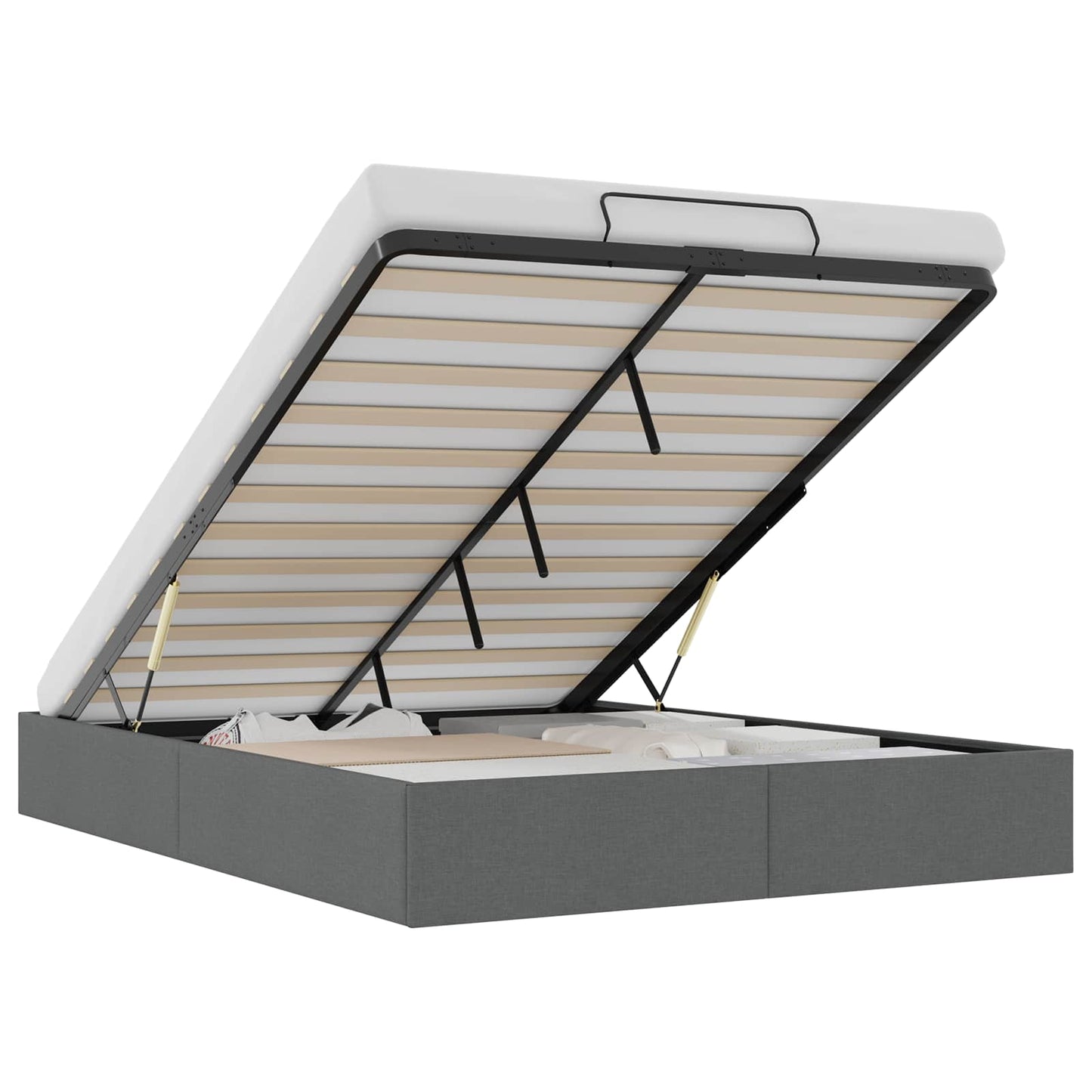 vidaXL Κρεβάτι Οθωμανικού Τύπου Σκούρο Γκρι 153 x 203 cm Ύφασμα