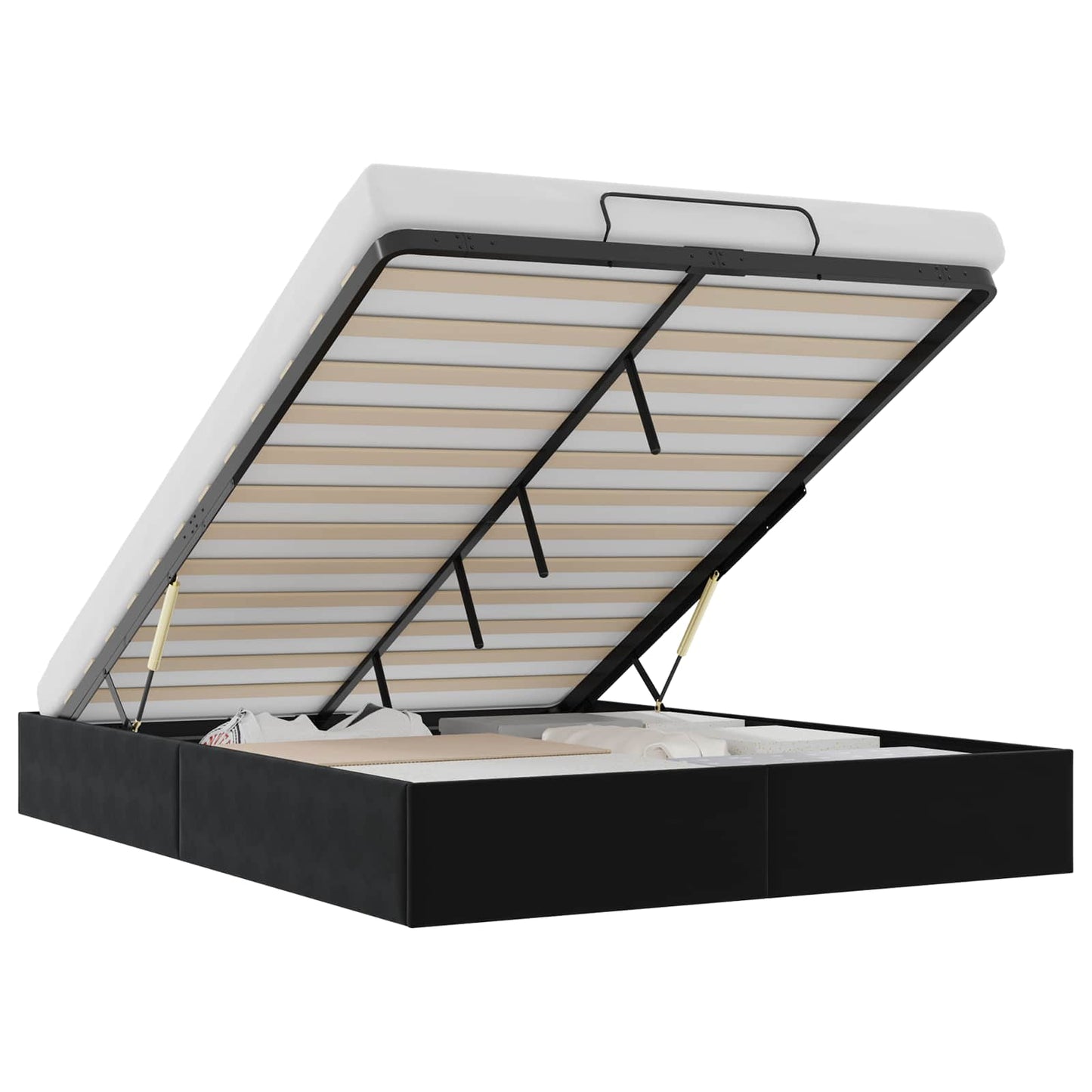 vidaXL Κρεβάτι Οθωμανικού Τύπου Μαύρο 153 x 203 cm Βελούδο