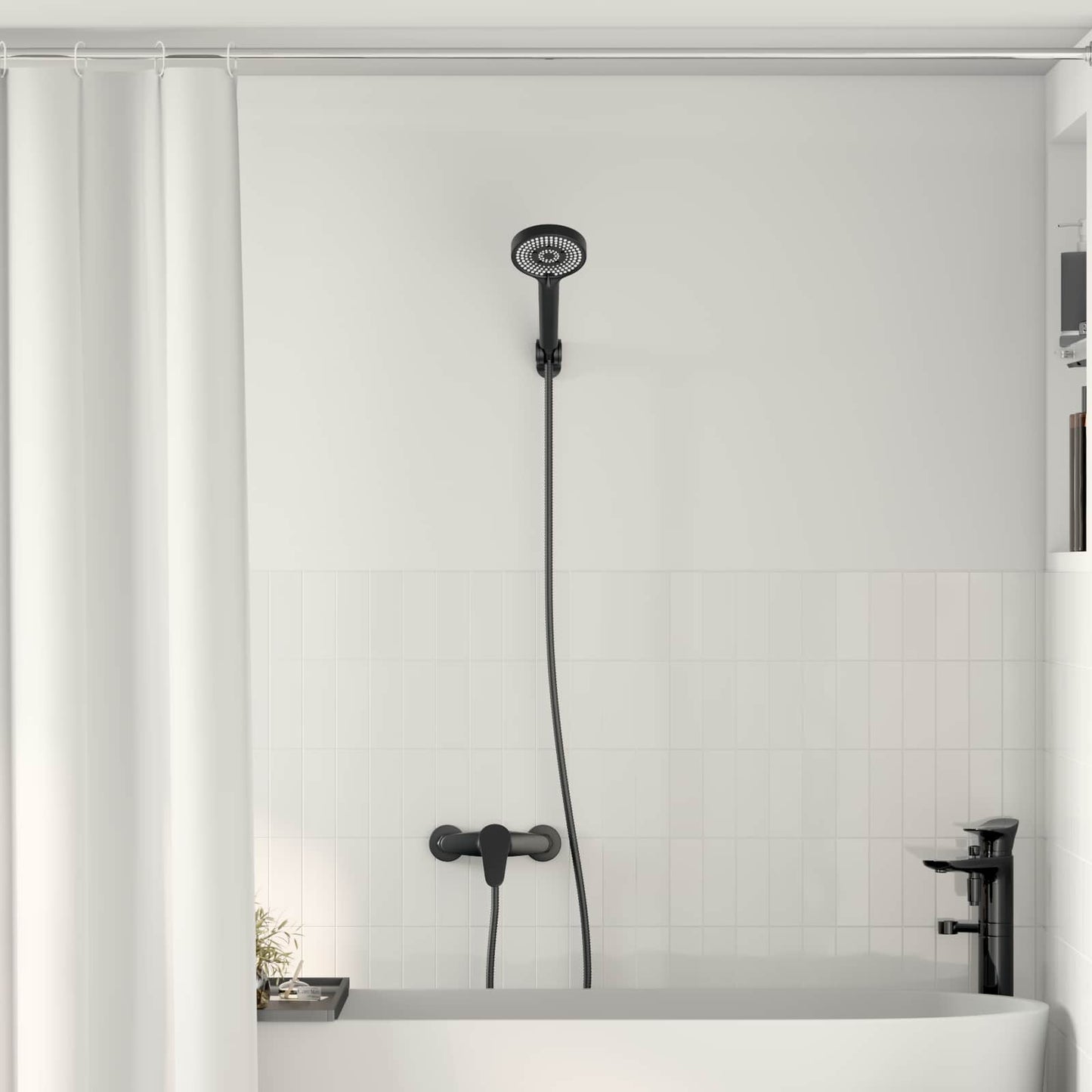 vidaXL Σετ Κεφαλής Ντους Μαύρο G 1 / 2 ίντσες