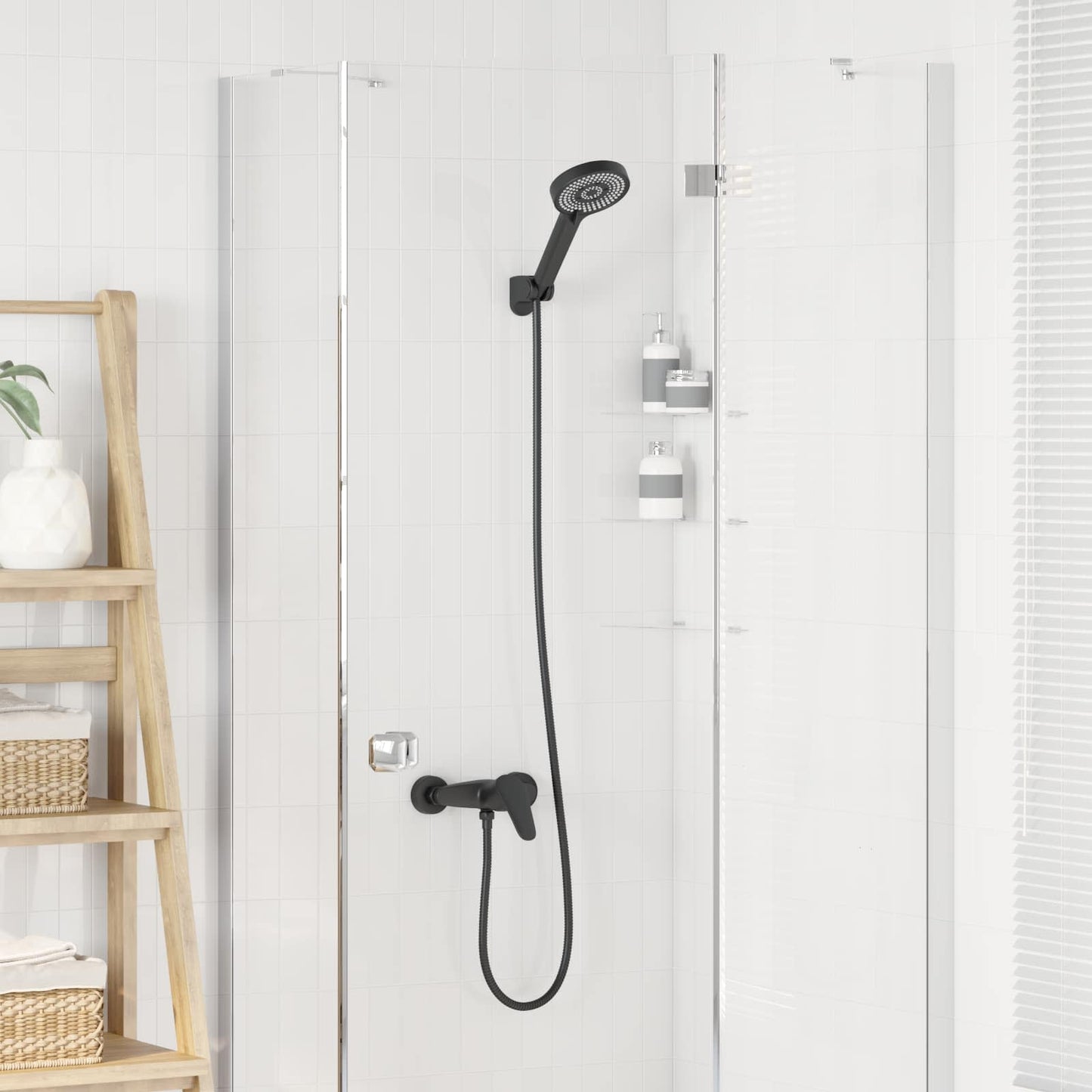 vidaXL Σετ Κεφαλής Ντους Μαύρο G 1 / 2 ίντσες