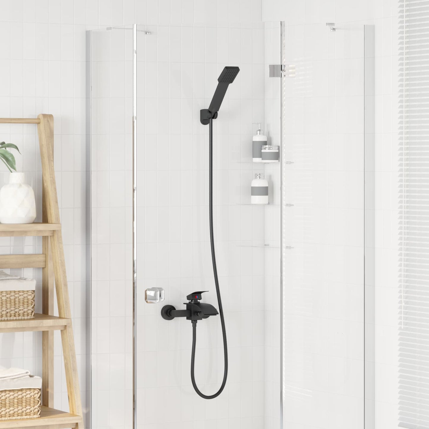 vidaXL Σετ Κεφαλής Ντους Μαύρο G 1 / 2 ίντσες