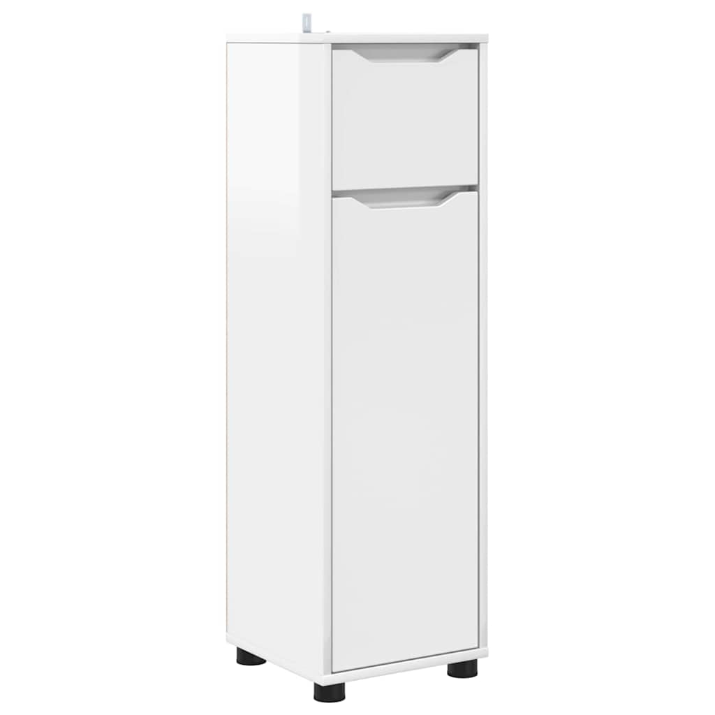 vidaXL Σετ Επίπλων Μπάνιου με συρτάρι 4 pcs Υψηλής γυαλάδας λευκό