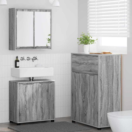 vidaXL Σετ Επίπλων Μπάνιου 3 pcs Γκρίζο Σονομα Επεξεργασμένο ξύλο