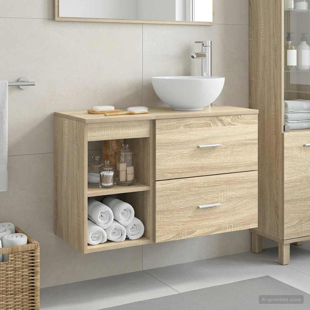 vidaXL Σετ Επίπλων Μπάνιου 2 τμχ. Sonoma Δρυς Επεξεργασμένο Ξύλο