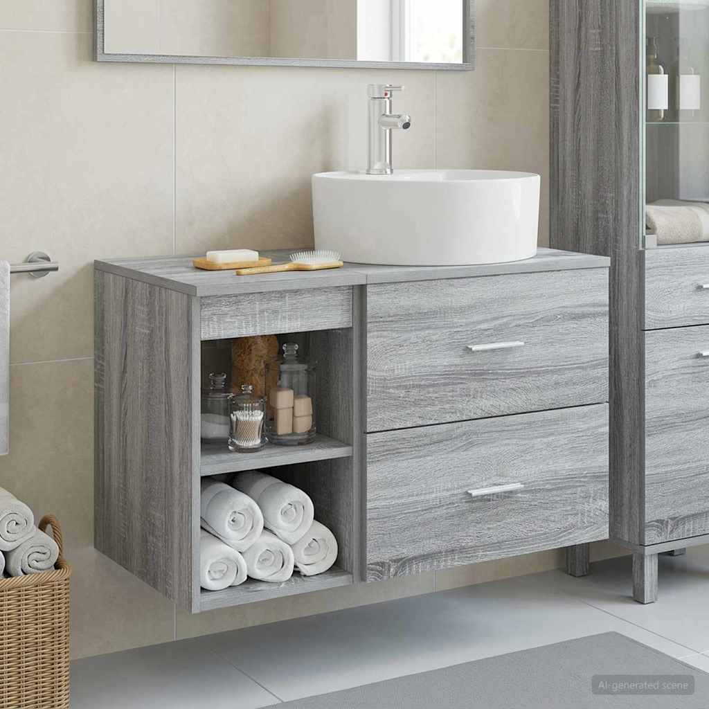 vidaXL Σετ Επίπλων Μπάνιου 2 τμχ. Γκρι Sonoma Επεξεργασμένο Ξύλο