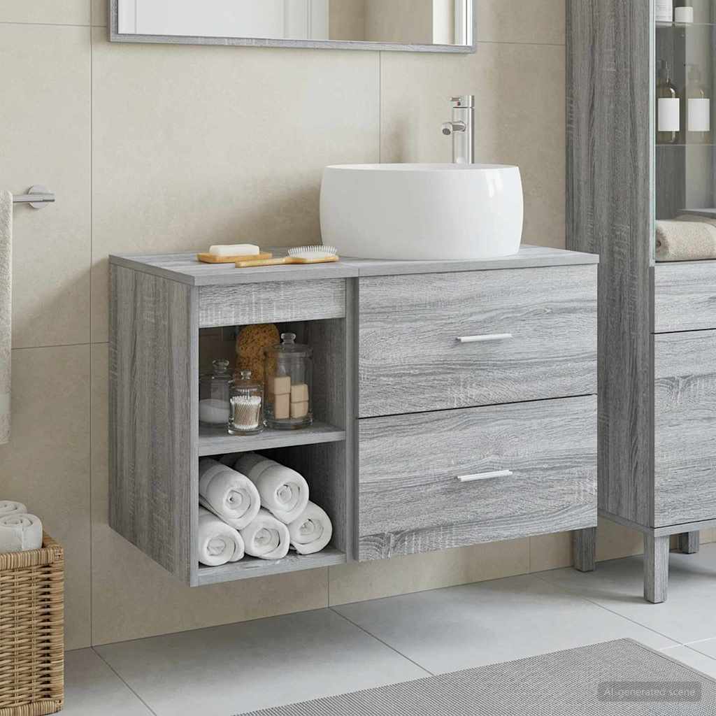 vidaXL Σετ Επίπλων Μπάνιου 2 τμχ. Γκρι Sonoma Επεξεργασμένο Ξύλο