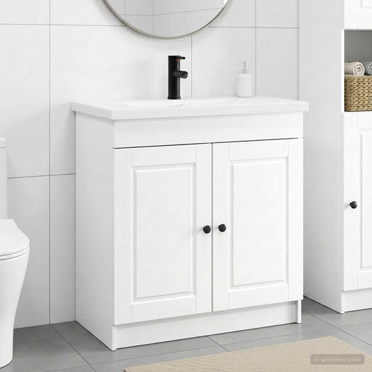 vidaXL Σετ Επίπλων Μπάνιου Λευκό 56 x 37,5 x 81 εκ Επεξεργασμένο Ξύλο