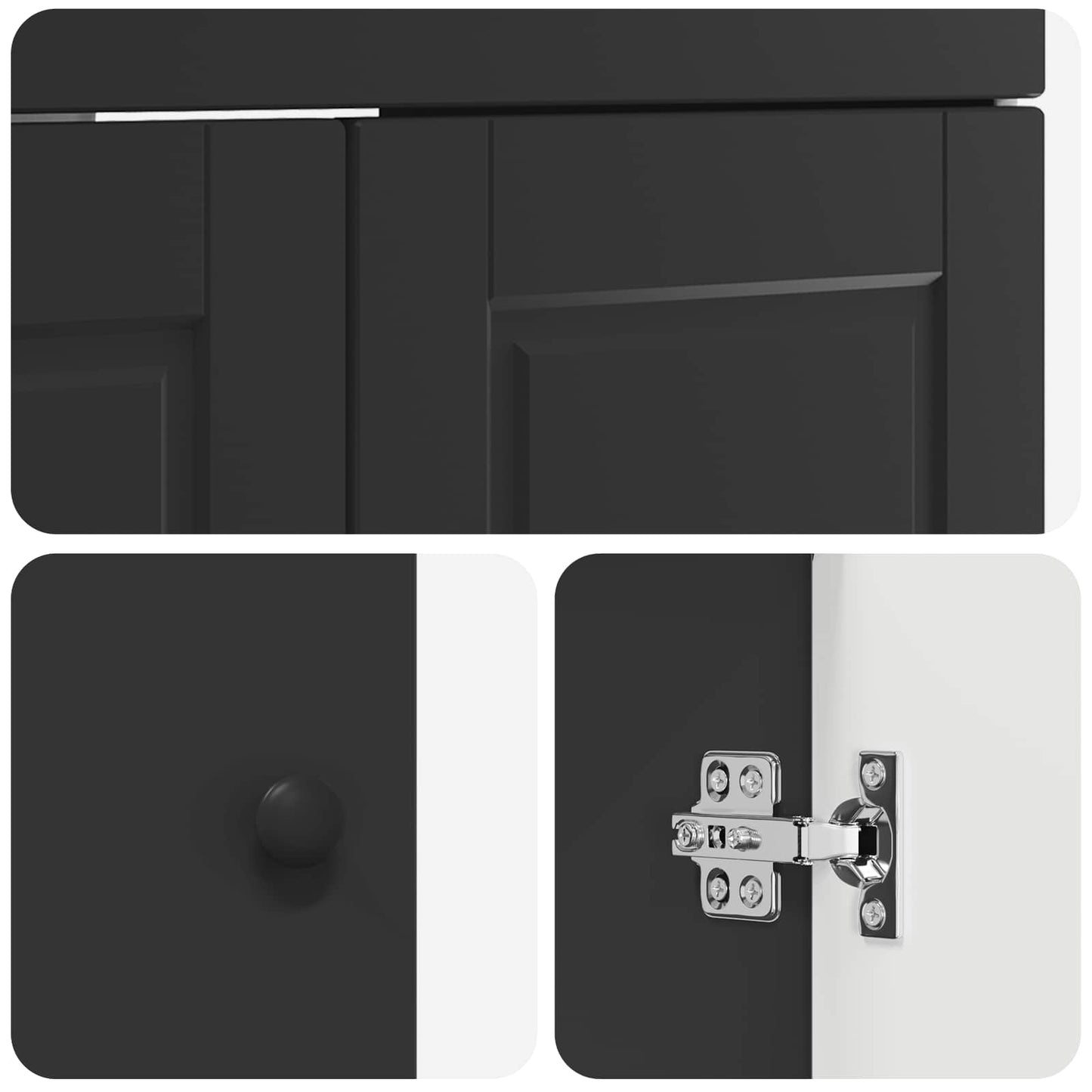 vidaXL Σετ Επίπλων Μπάνιου Μαύρο 56 x 37,5 x 81 εκ Επεξεργασμένο Ξύλο