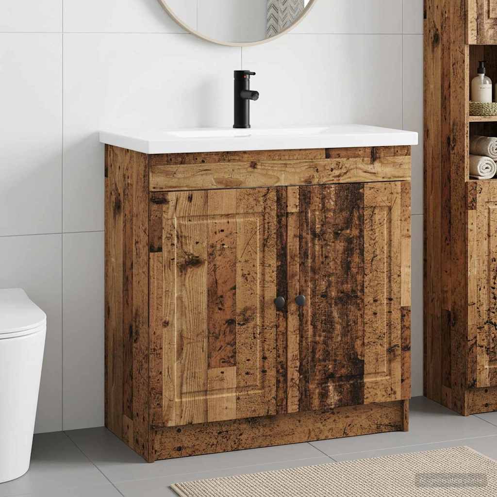 vidaXL Σετ Επίπλων Μπάνιου Παλαιωμένο ξύλο 78,5 x 37,5 x 81 εκ