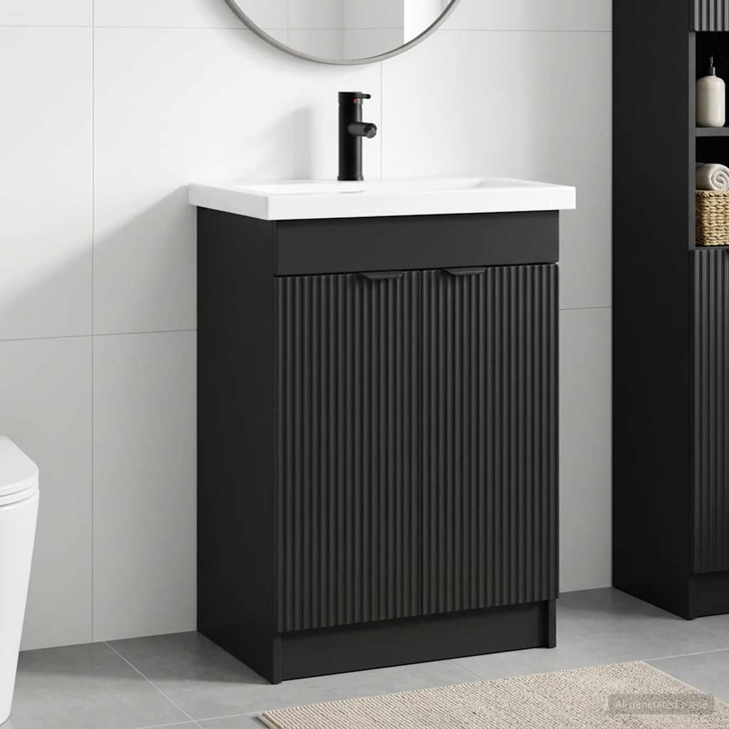vidaXL Σετ Επίπλων Μπάνιου Μαύρο 78,5 x 37,5 x 81 εκ