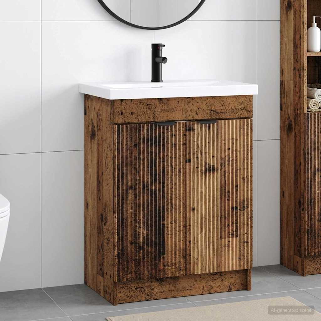 vidaXL Σετ Επίπλων Μπάνιου Παλαιωμένο ξύλο 78,5 x 37,5 x 81 εκ