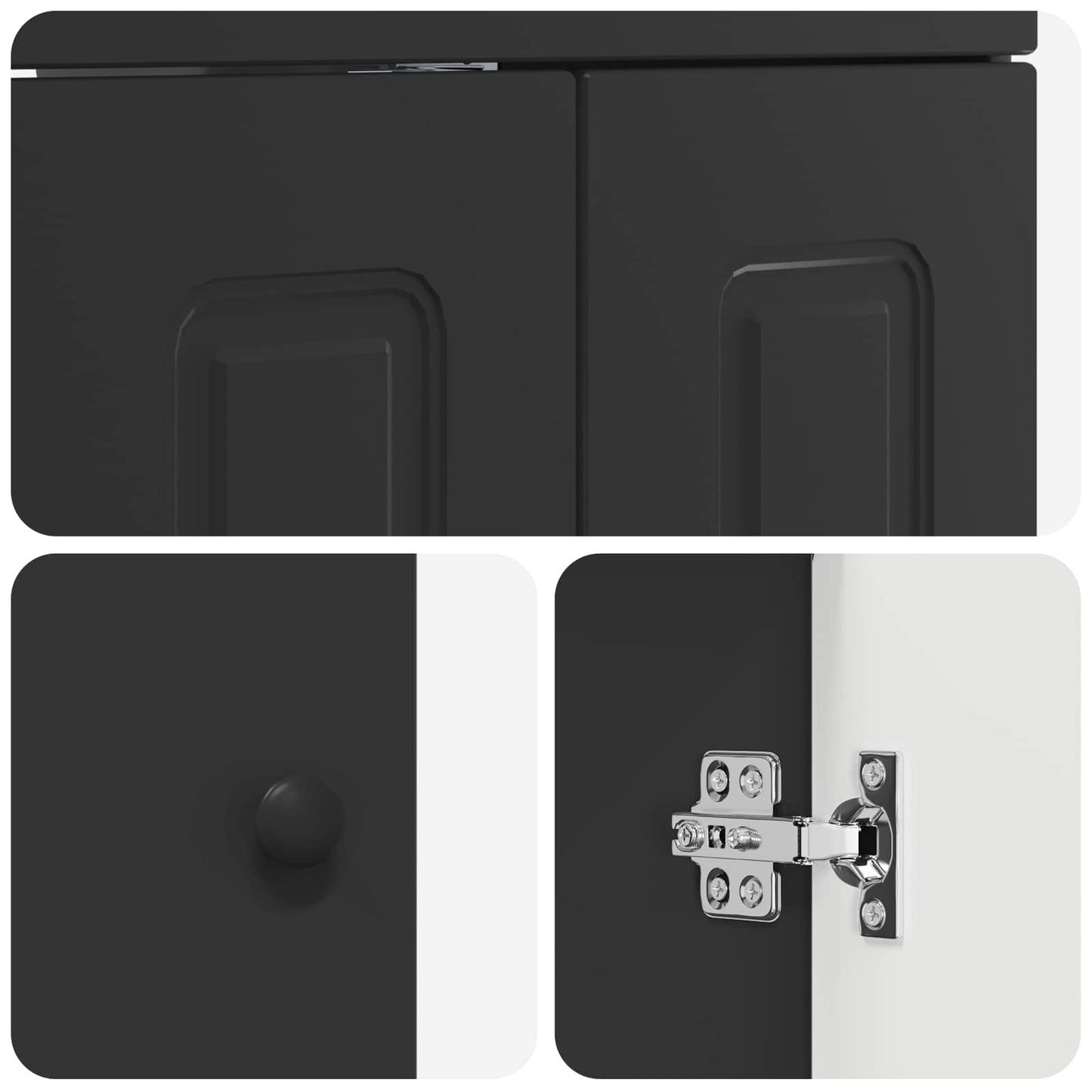vidaXL Σετ Επίπλων Μπάνιου Μαύρο 56 x 37,5 x 81 εκ Επεξεργασμένο Ξύλο