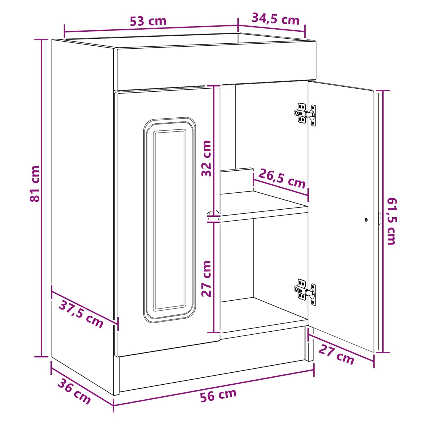 vidaXL Σετ Επίπλων Μπάνιου Μαύρο 56 x 37,5 x 81 εκ Επεξεργασμένο Ξύλο