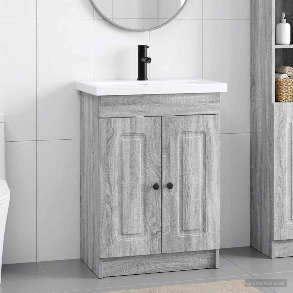 vidaXL Σετ Επίπλων Μπάνιου Γκρι Sonoma 78,5 x 37,5 x 81 εκ