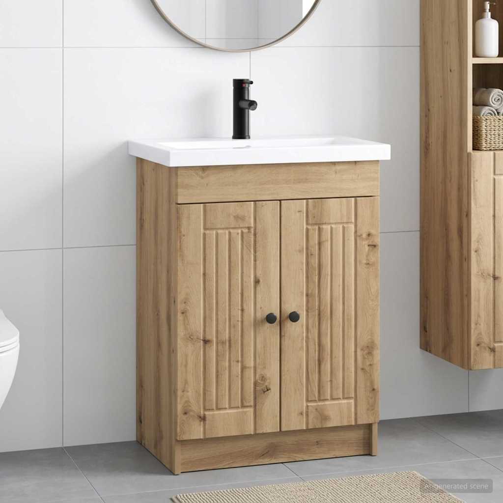 vidaXL Σετ Επίπλων Μπάνιου Artisan Δρυς 56 x 37,5 x 81 εκ