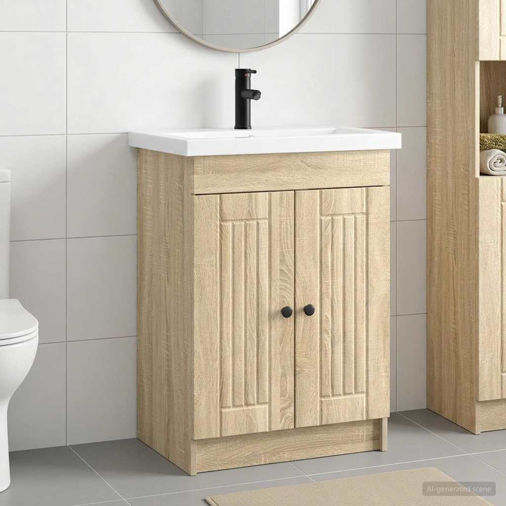 vidaXL Σετ Επίπλων Μπάνιου Sonoma Δρυς 78,5 x 37,5 x 81 εκ