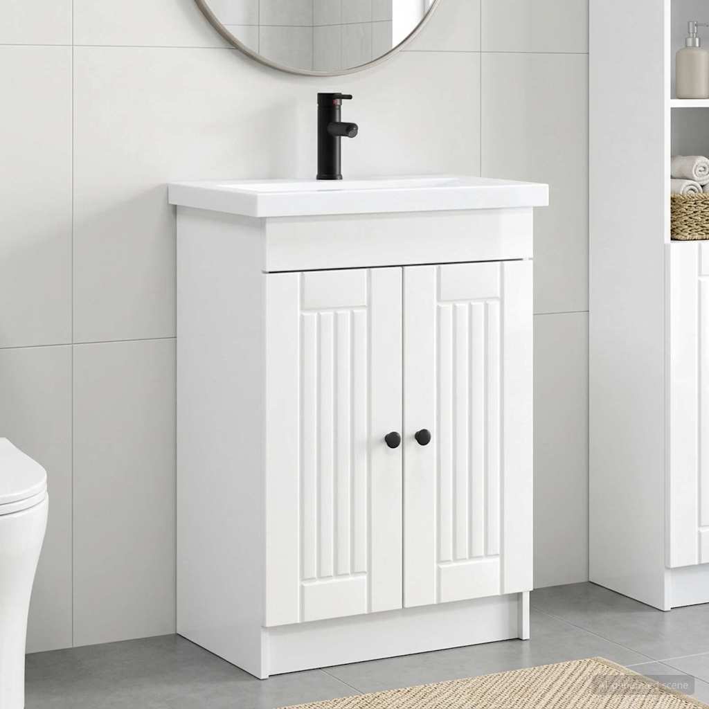 vidaXL Σετ Επίπλων Μπάνιου Γυαλιστερό Λευκό 78,5 x 37,5 x 81 εκ
