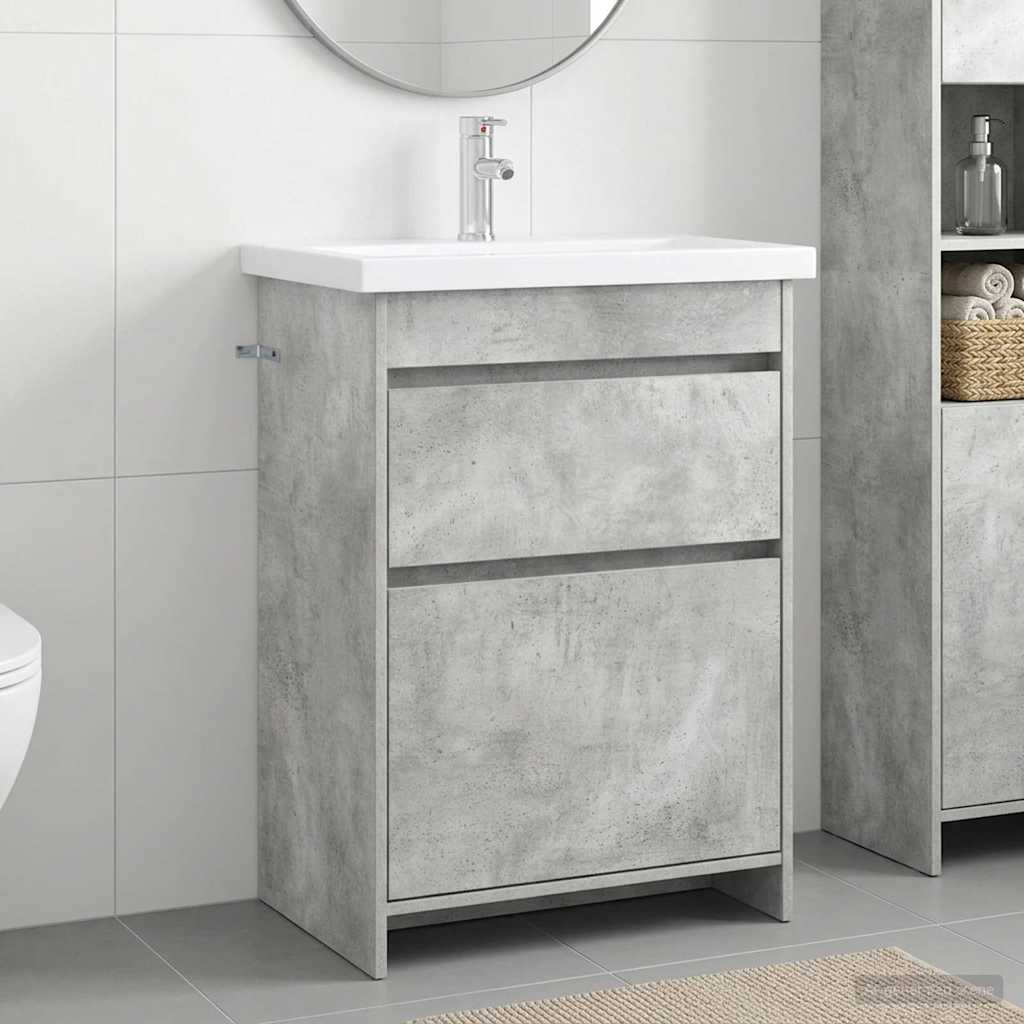 vidaXL Σετ Επίπλων Μπάνιου Γκρι Σκυροδέματος 61 x 40 x 84,5 εκ