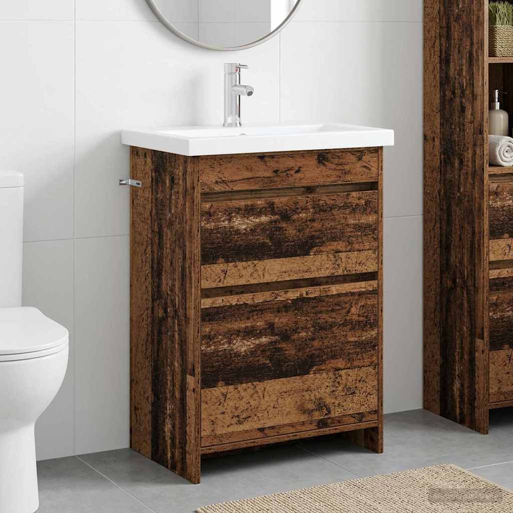 vidaXL Σετ Επίπλων Μπάνιου Παλαιωμένο ξύλο 61 x 40 x 84,5 εκ
