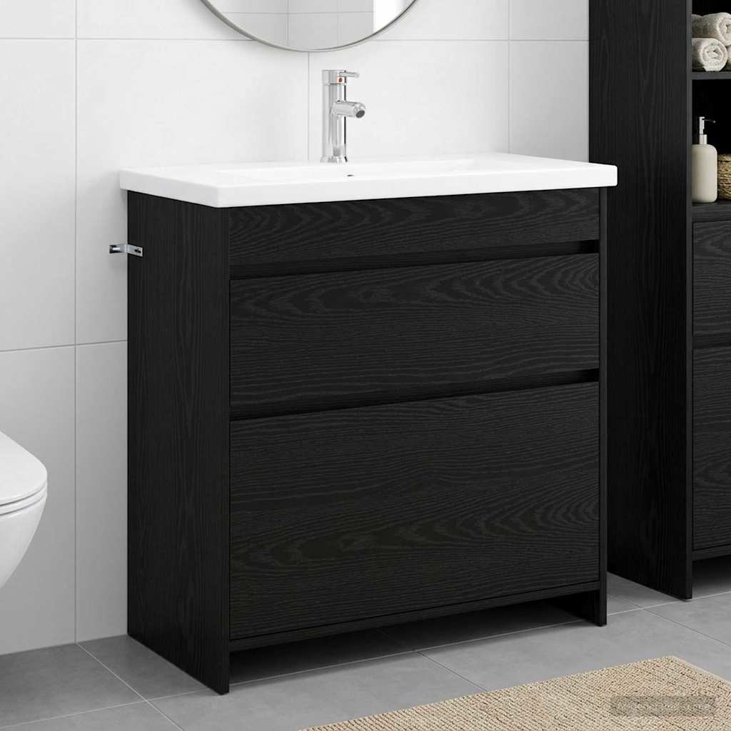 vidaXL Σετ Επίπλων Μπάνιου Μαύρη Δρυς 81 x 40 x 84,5 εκ