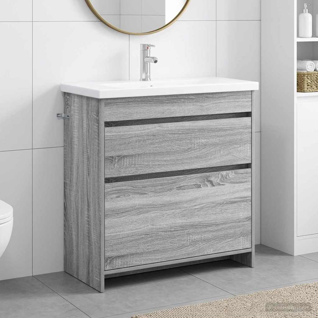 vidaXL Σετ Επίπλων Μπάνιου Γκρι Sonoma 81 x 40 x 84,5 εκ