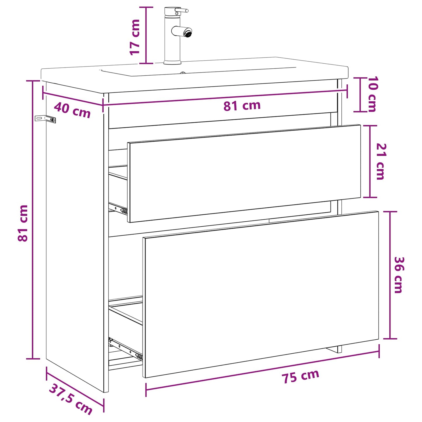 vidaXL Σετ Επίπλων Μπάνιου Γκρι Sonoma 81 x 40 x 84,5 εκ