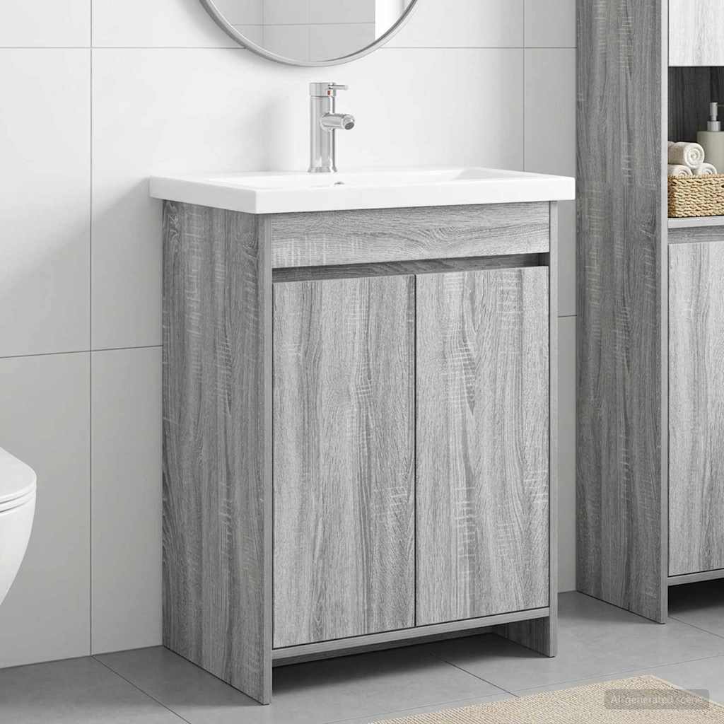 vidaXL Σετ Επίπλων Μπάνιου Γκρι Sonoma 61 x 40 x 84,5 εκ