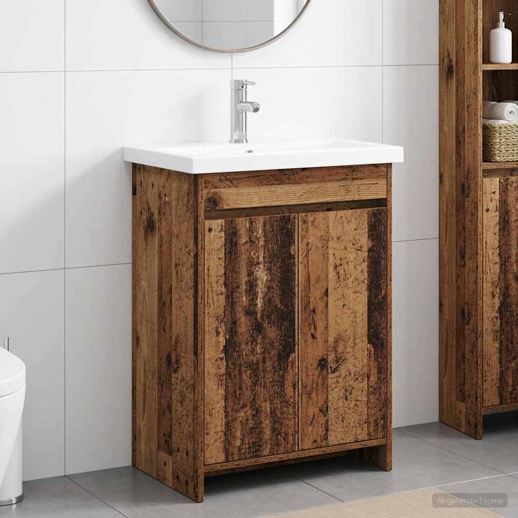 vidaXL Σετ Επίπλων Μπάνιου Παλαιωμένο ξύλο 61 x 40 x 84,5 εκ